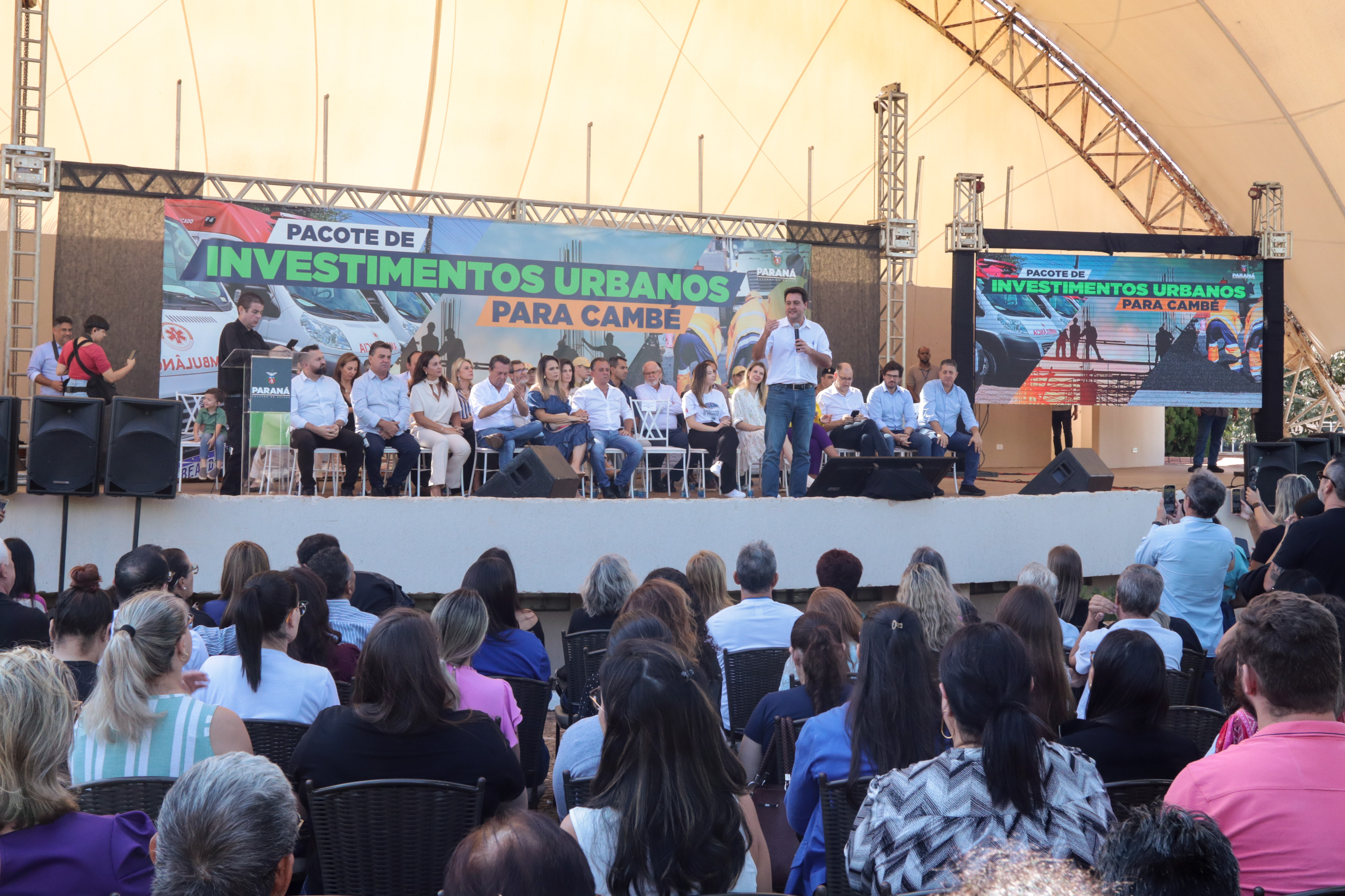 Sede da PM, asfalto, viaduto e UBS: Ratinho Junior libera pacotão de obras para CambéSede da PM, asfalto, viaduto e UBS: Ratinho Junior libera pacotão de obras para Cambé